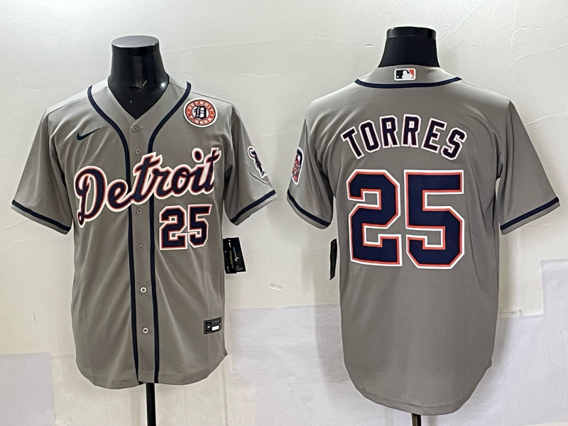 Men 2025 Detroit Tigers #25 Torres grey Game Nike MLB Jersey 007